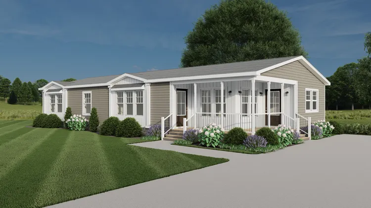 The 1442 CAROLINA SOUTHERN COMFORT Exterior. This Manufactured Mobile Home features 3 bedrooms and 2 baths.