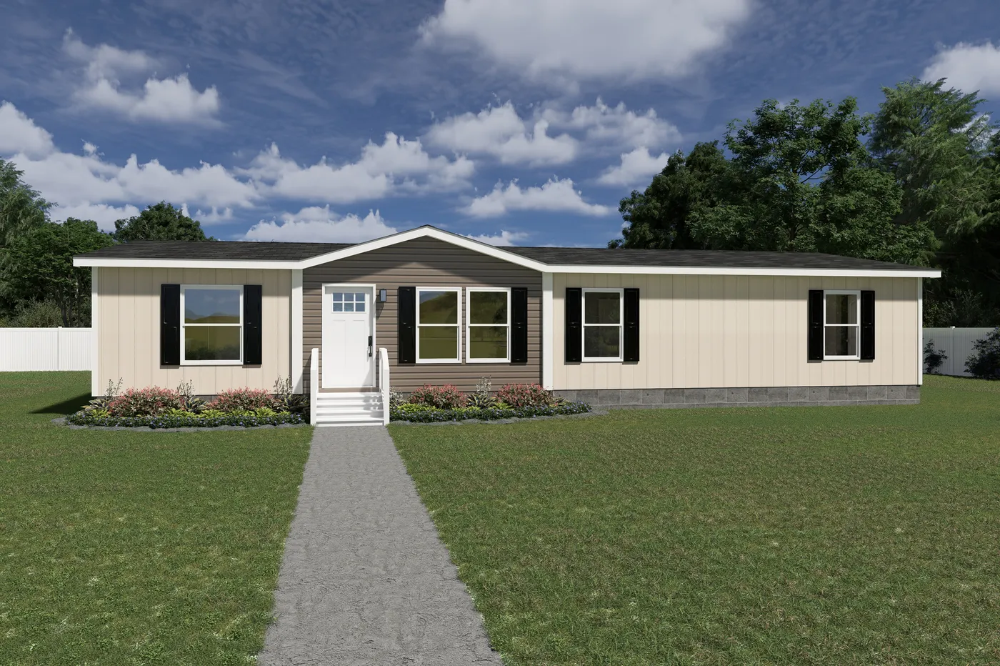 The EXPEDITION Exterior. This Manufactured Mobile Home features 4 bedrooms and 2 baths.