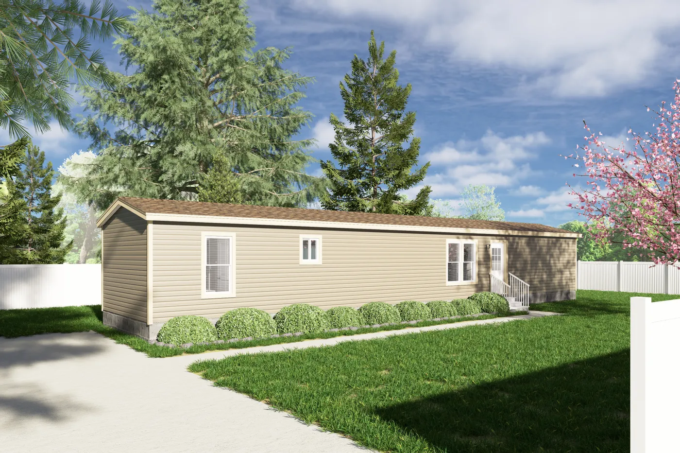 The DRM661M 66'              DREAM Exterior. This Manufactured Mobile Home features 2 bedrooms and 2 baths.