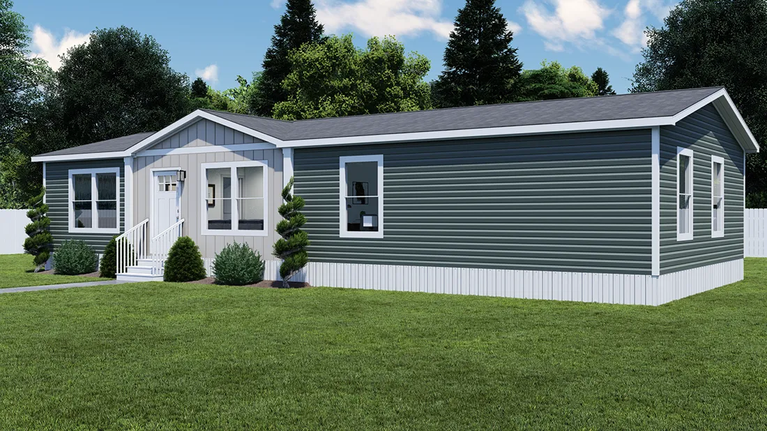 The PURPLE RAIN Exterior. This Manufactured Mobile Home features 3 bedrooms and 2 baths.