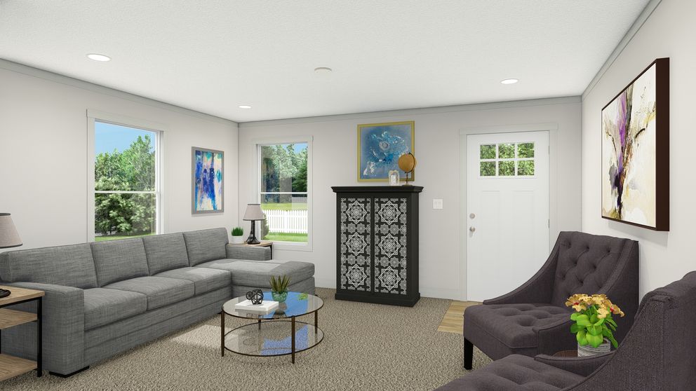 The BEAUTIFUL MORNING Exterior. This Manufactured Mobile Home features 3 bedrooms and 2 baths.