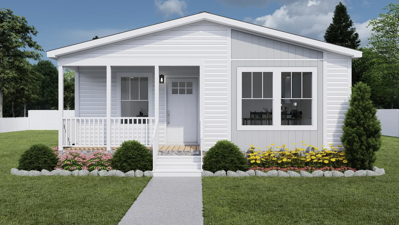 The JOHNNY B GOODE Exterior. This Manufactured Mobile Home features 3 bedrooms and 2 baths.