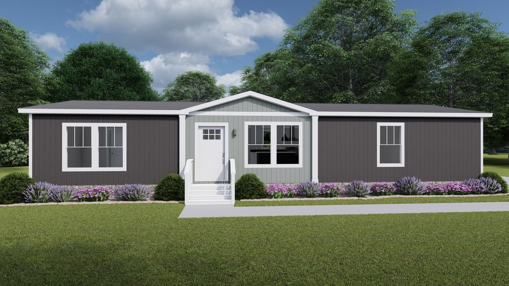 The LEAN ON ME Exterior. This Manufactured Mobile Home features 3 bedrooms and 2 baths.