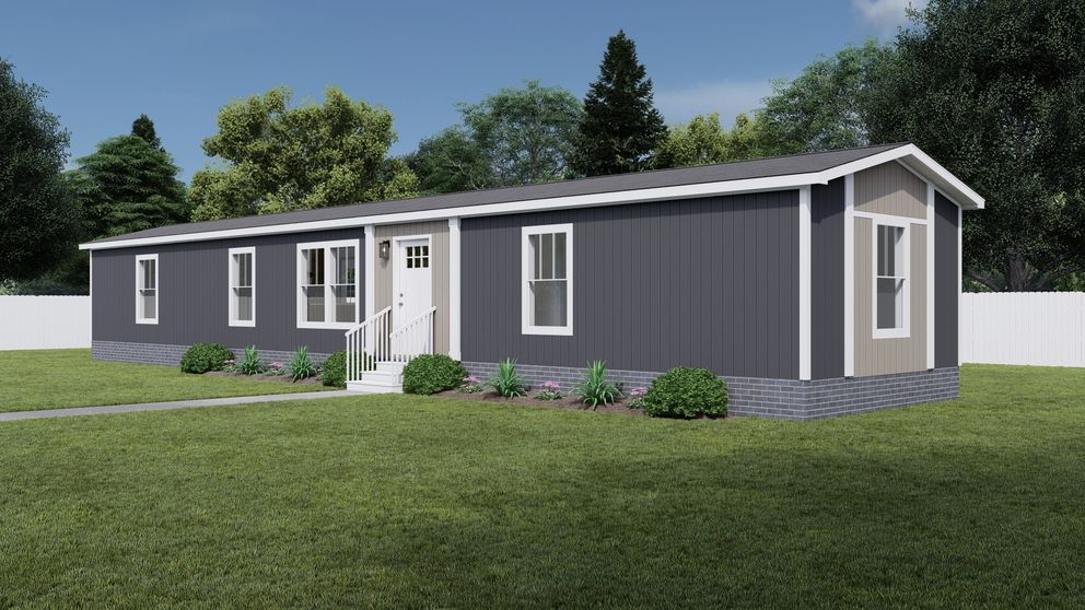 The MOVE ON UP Exterior. This Manufactured Mobile Home features 3 bedrooms and 2 baths.