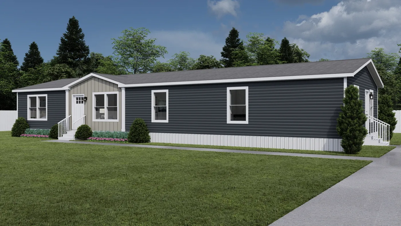 The HEY JUDE Exterior. This Manufactured Mobile Home features 4 bedrooms and 2 baths.