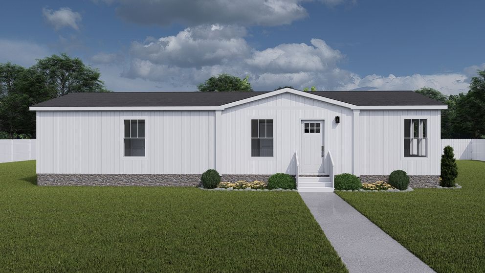 The THREE LITTLE BIRDS Exterior. This Manufactured Mobile Home features 3 bedrooms and 2 baths.