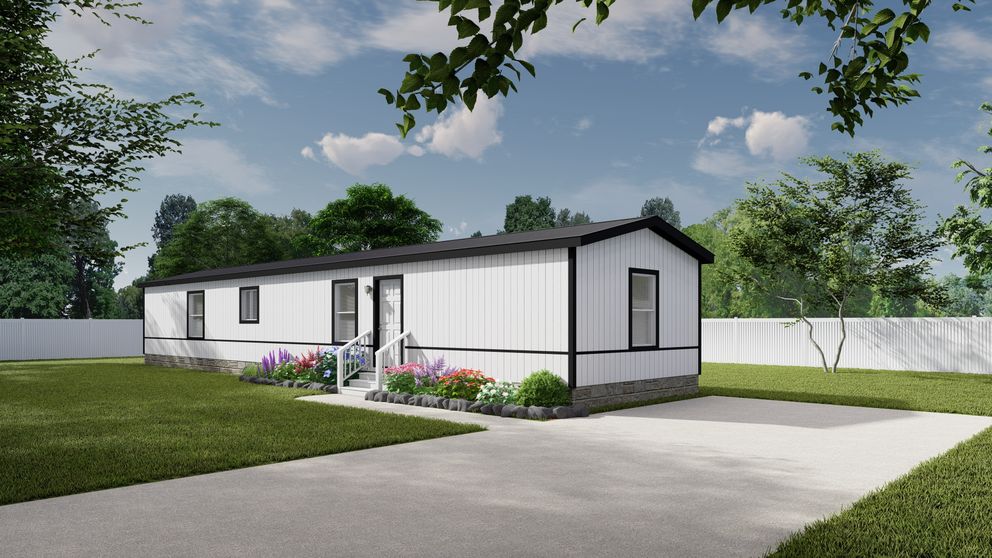 The SUNRISE 68 Exterior. This Manufactured Mobile Home features 2 bedrooms and 2 baths.