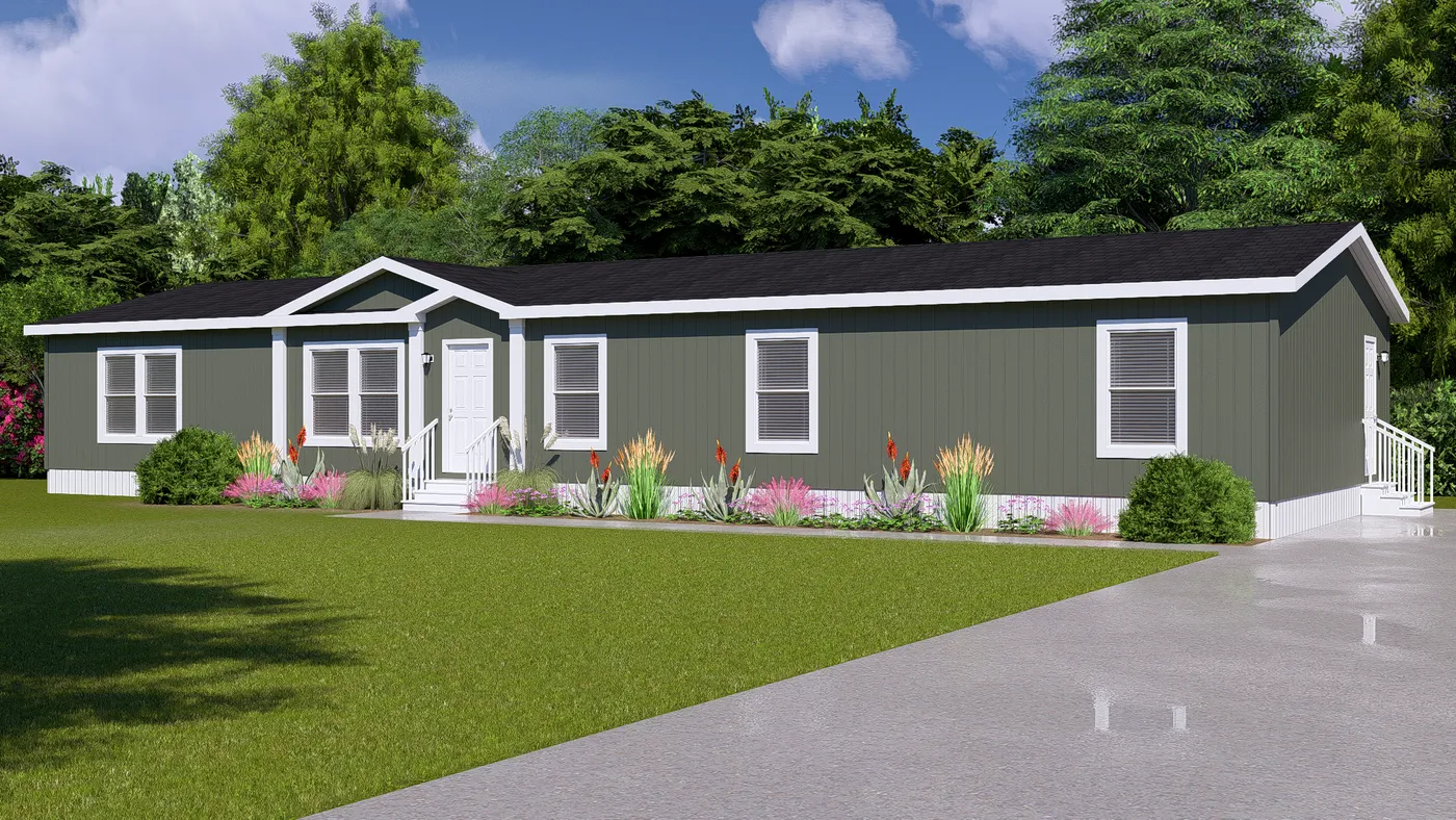 The ABSOLUTE VALUE Exterior. This Manufactured Mobile Home features 4 bedrooms and 2 baths.