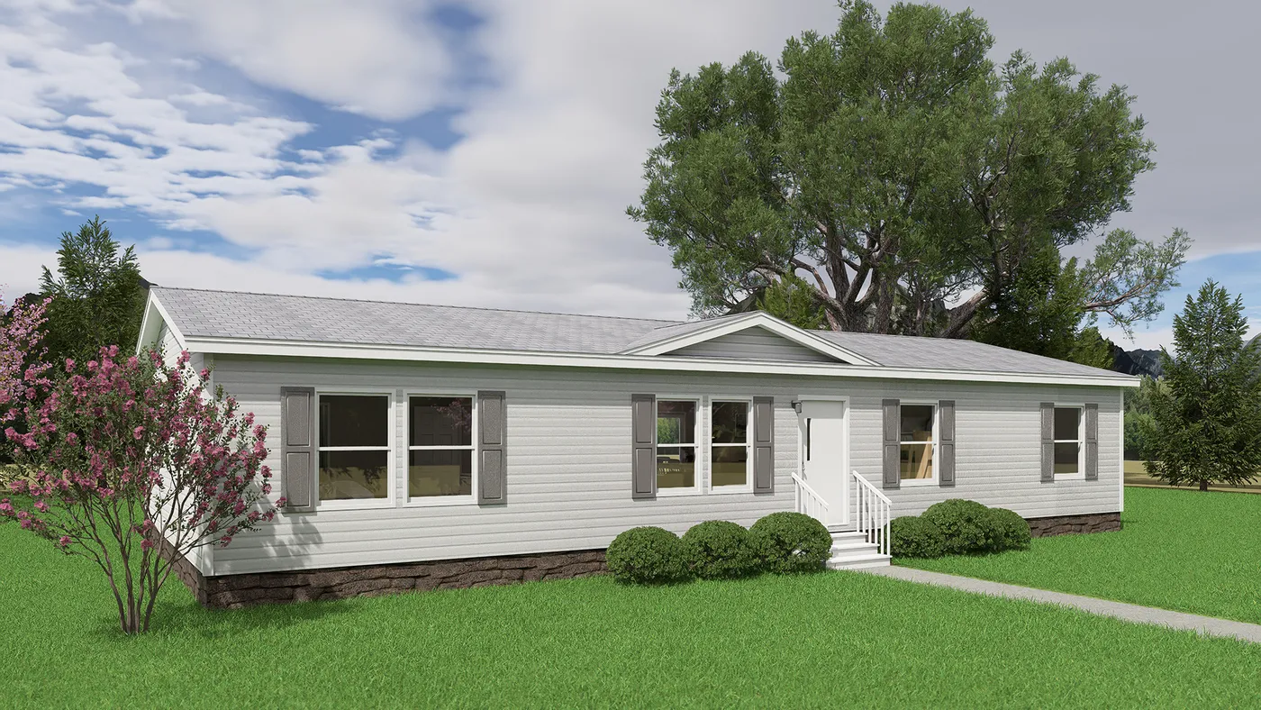 The CEDAR Exterior. This Manufactured Mobile Home features 3 bedrooms and 2 baths.