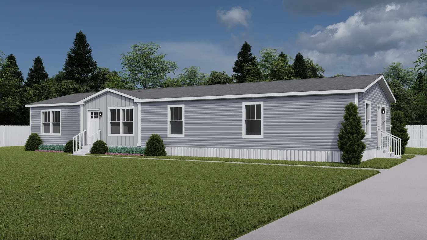 The HEY JUDE Exterior. This Manufactured Mobile Home features 4 bedrooms and 2 baths.