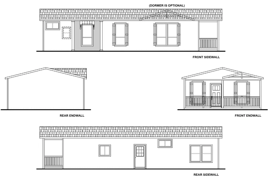 The HOT CHILI Exterior with Optional Porch. This Manufactured Mobile Home features 3 bedrooms and 2 baths.