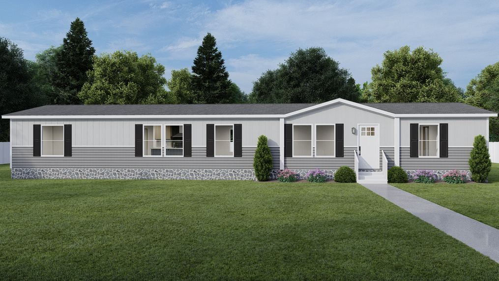 The RAINIER Exterior. This Manufactured Mobile Home features 4 bedrooms and 3 baths.