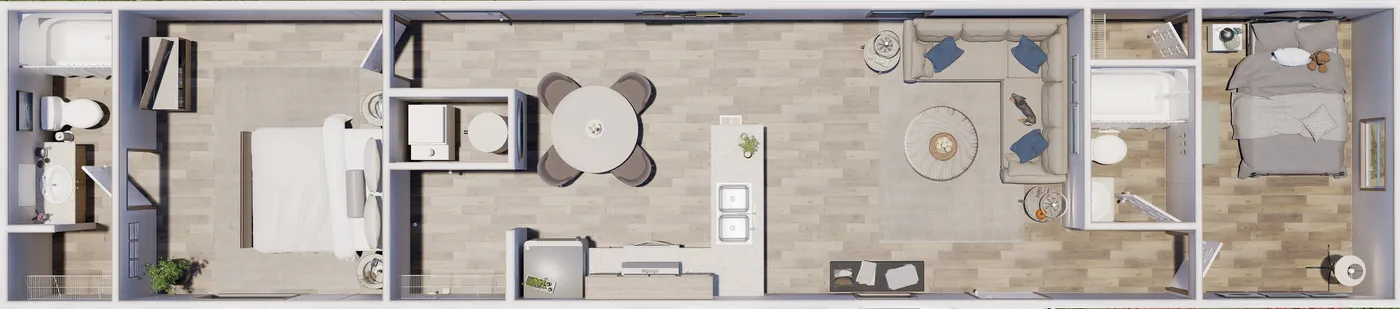 The DOGWOOD Exterior. This Manufactured Mobile Home features 2 bedrooms and 2 baths.