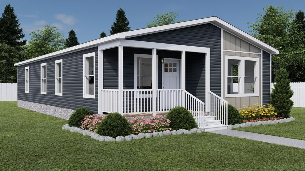 The JOHNNY B GOODE Exterior. This Manufactured Mobile Home features 3 bedrooms and 2 baths.
