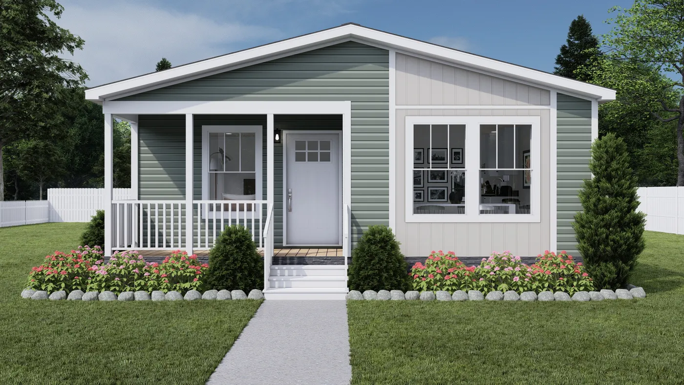 The STAYIN' ALIVE Exterior. This Manufactured Mobile Home features 3 bedrooms and 2 baths.