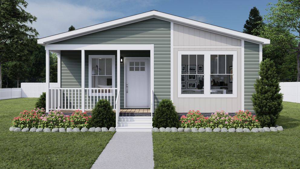 The STAYIN' ALIVE Exterior. This Manufactured Mobile Home features 3 bedrooms and 2 baths.
