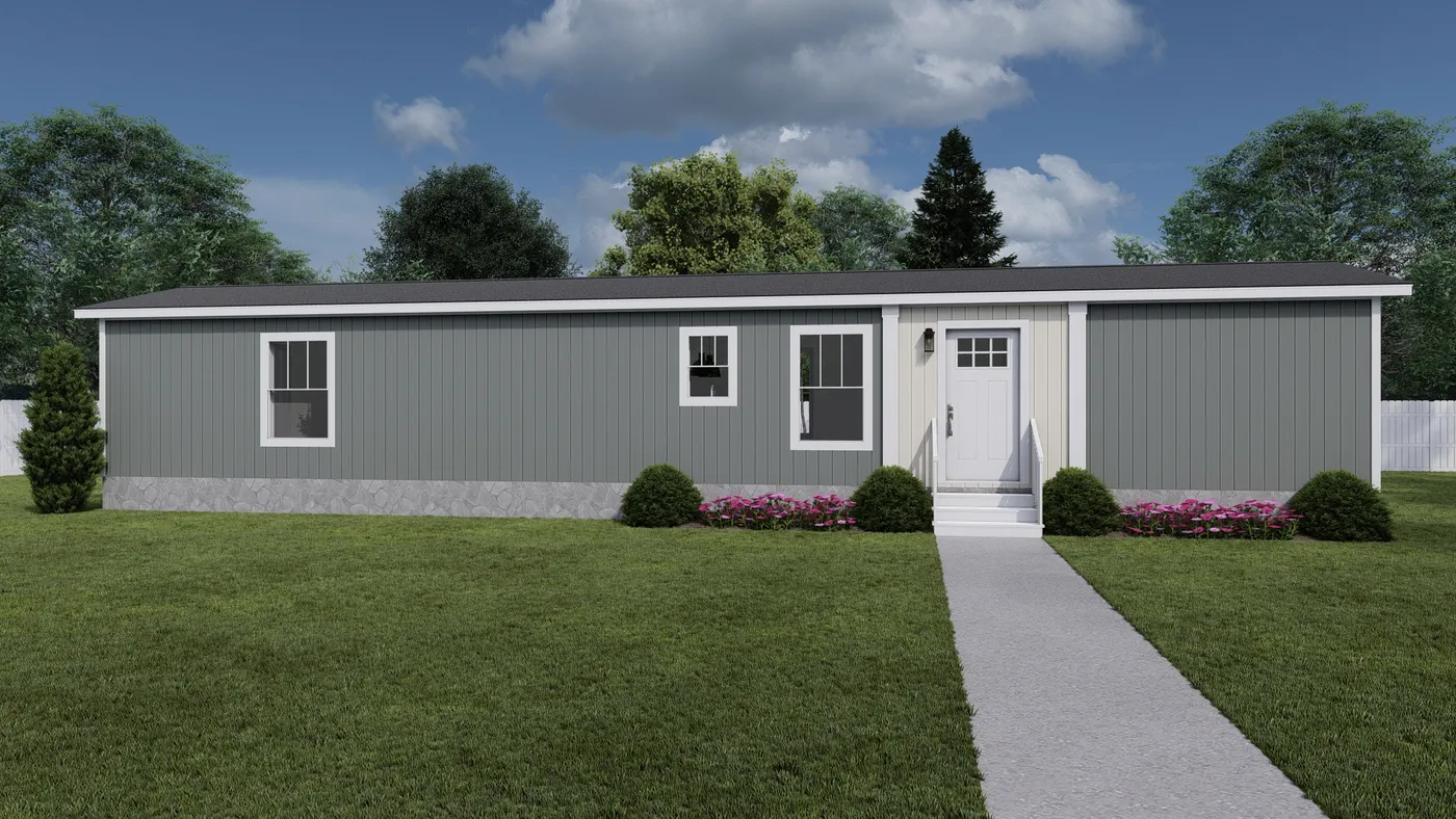The BORN TO RUN Exterior. This Manufactured Mobile Home features 2 bedrooms and 2 baths.