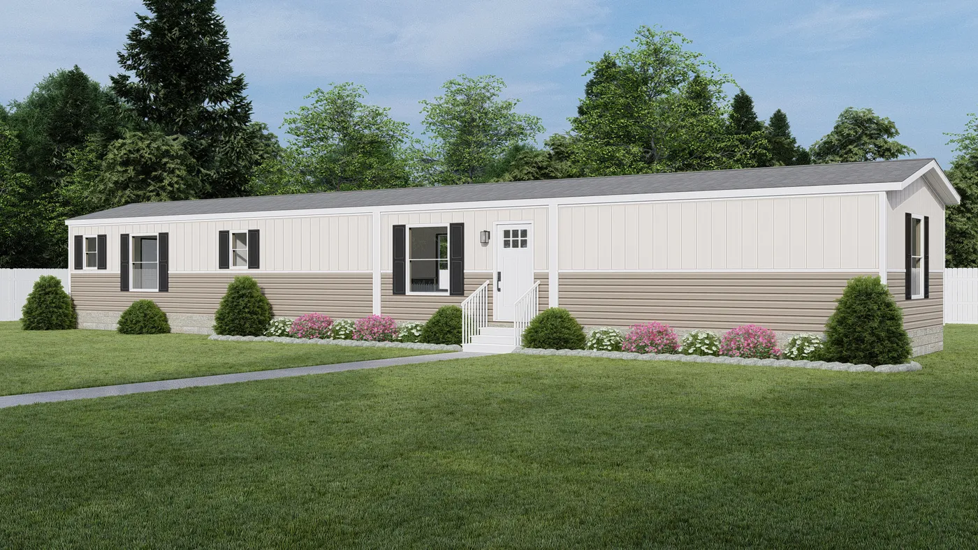 The ZION Exterior. This Manufactured Mobile Home features 3 bedrooms and 2 baths.