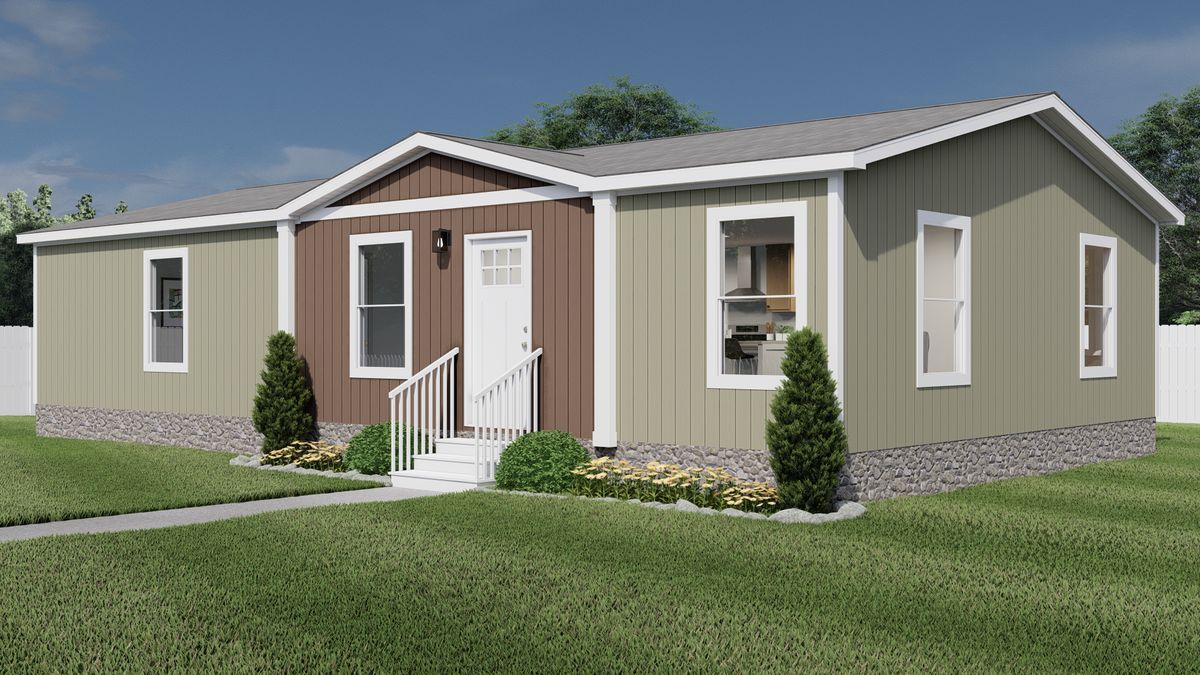 The UNDER PRESSURE Exterior. This Manufactured Mobile Home features 3 bedrooms and 2 baths.