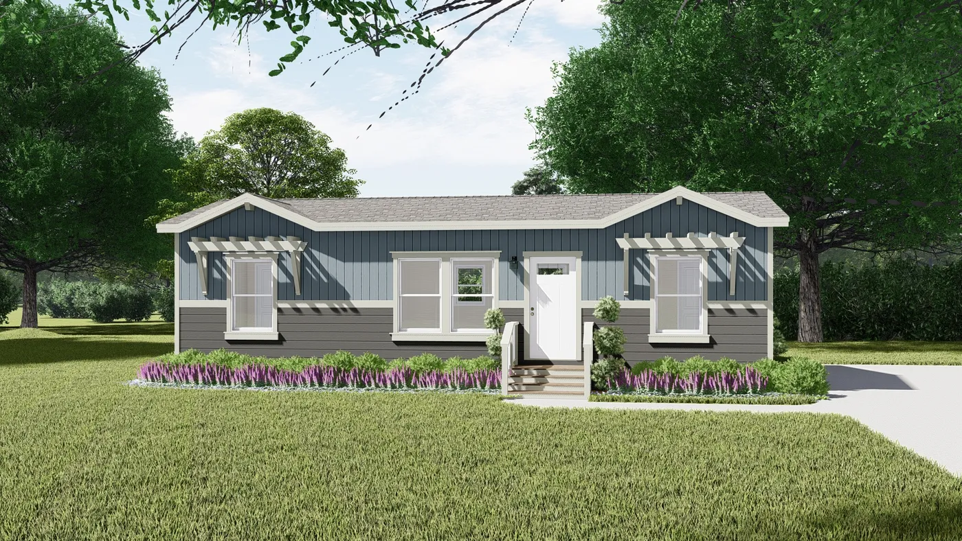 The CORONADO 2040A Trellis Exterior. This Manufactured Mobile Home features 2 bedrooms and 2 baths.