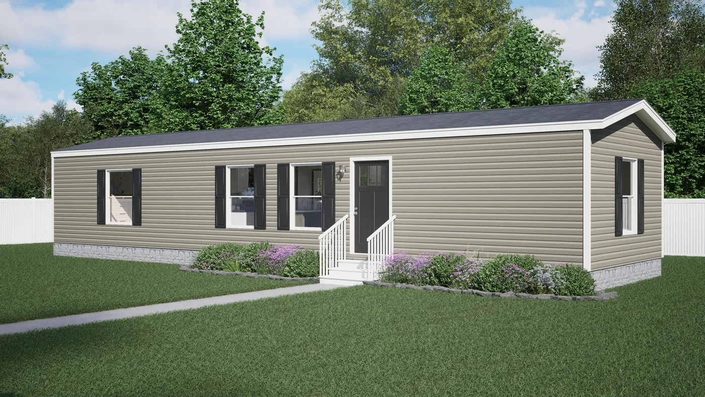 The SPIRIT Exterior. This Manufactured Mobile Home features 2 bedrooms and 2 baths.