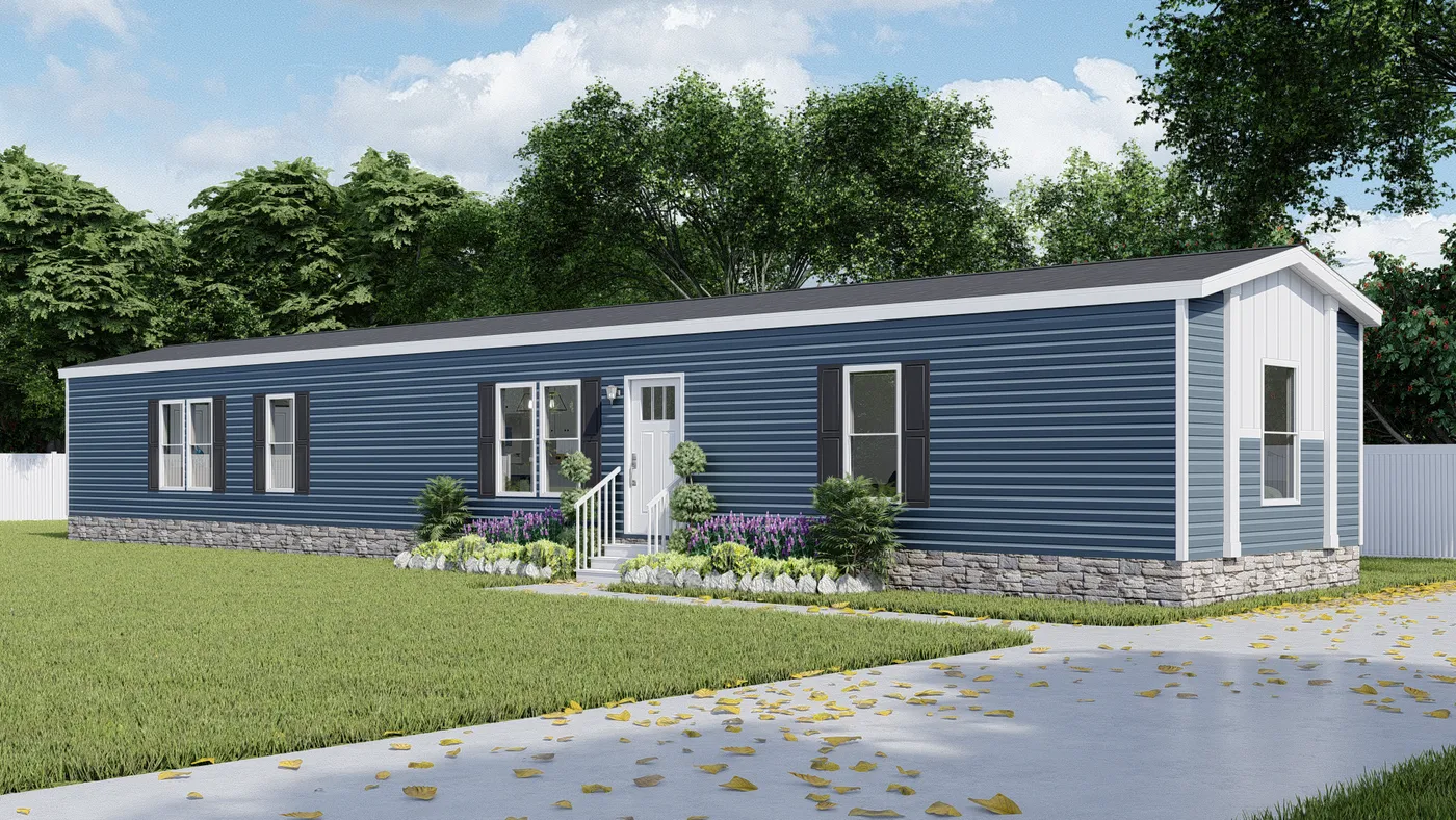 The EMERALD Exterior. This Manufactured Mobile Home features 3 bedrooms and 2 baths.