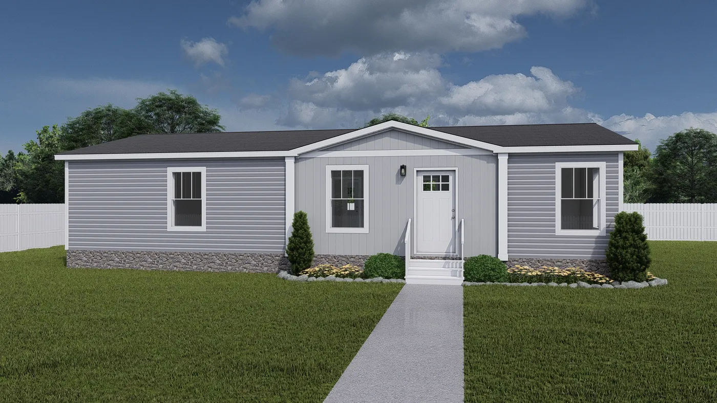 The UNDER PRESSURE Exterior. This Manufactured Mobile Home features 3 bedrooms and 2 baths.