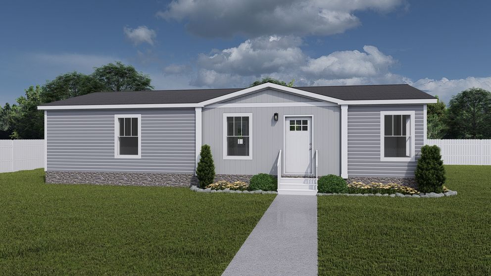 The UNDER PRESSURE Exterior. This Manufactured Mobile Home features 3 bedrooms and 2 baths.