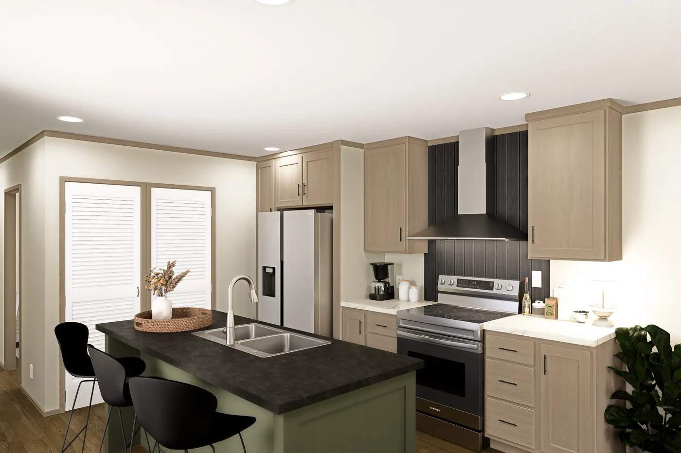 The CORTES Exterior. This Manufactured Mobile Home features 2 bedrooms and 2 baths.