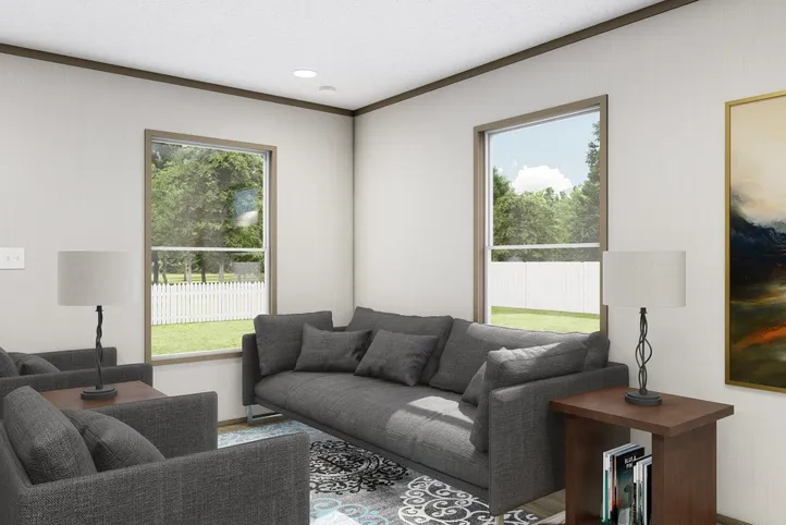 The CORTES Exterior. This Manufactured Mobile Home features 2 bedrooms and 2 baths.