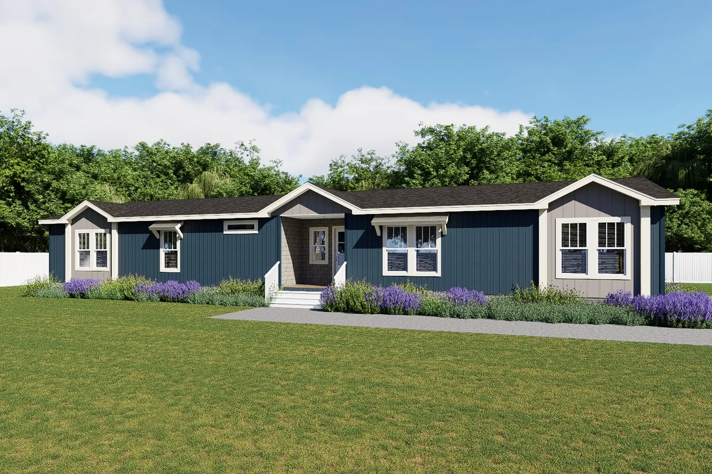The THE VALENTINO Exterior. This Manufactured Mobile Home features 4 bedrooms and 2.5 baths.