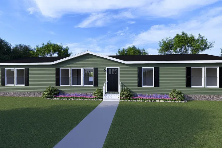 The EMPOWER Exterior in Olive Vinyl. This Manufactured Mobile Home features 4 bedrooms and 2 baths.