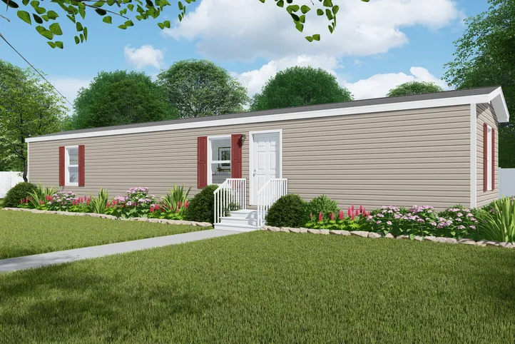 The RUBY Exterior. This Manufactured Mobile Home features 2 bedrooms and 2 baths.