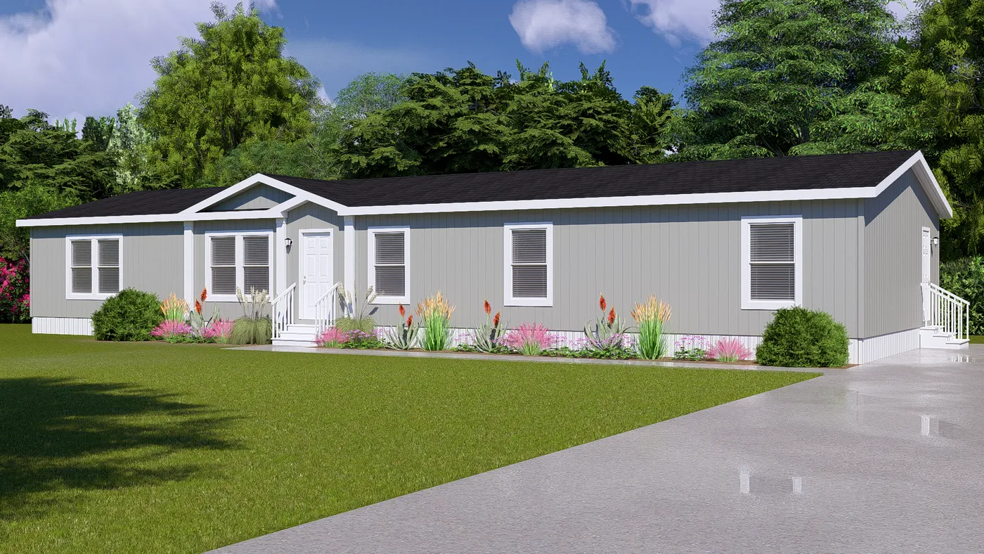The ABSOLUTE VALUE Exterior. This Manufactured Mobile Home features 4 bedrooms and 2 baths.