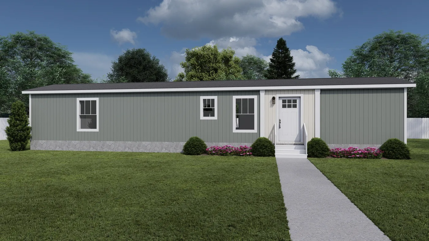 The BORN TO RUN Exterior. This Manufactured Mobile Home features 2 bedrooms and 2 baths.