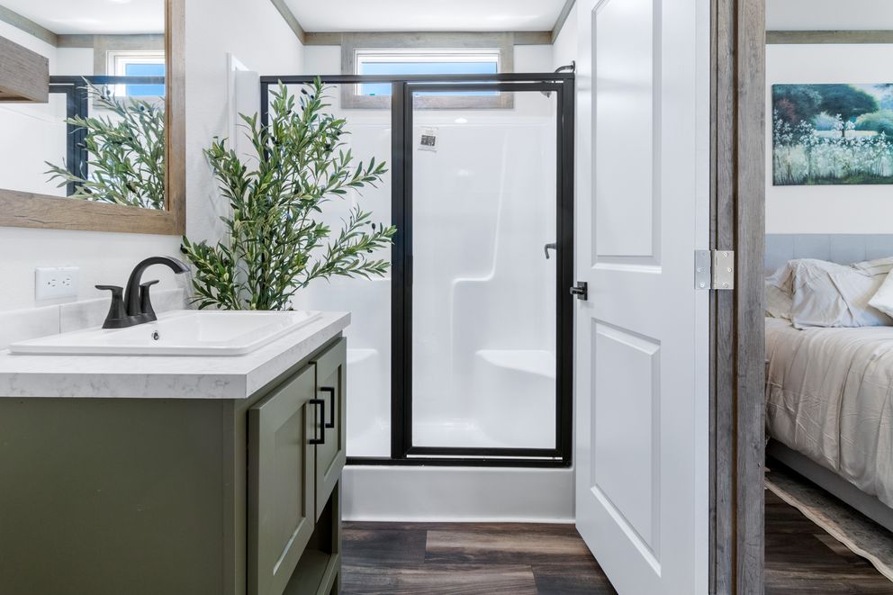 The LEVI Exterior. This Manufactured Mobile Home features 2 bedrooms and 2 baths.