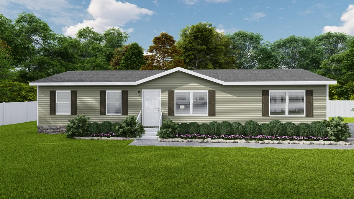 The GRAND LIVING 56 Exterior. This Manufactured Mobile Home features 3 bedrooms and 2 baths.