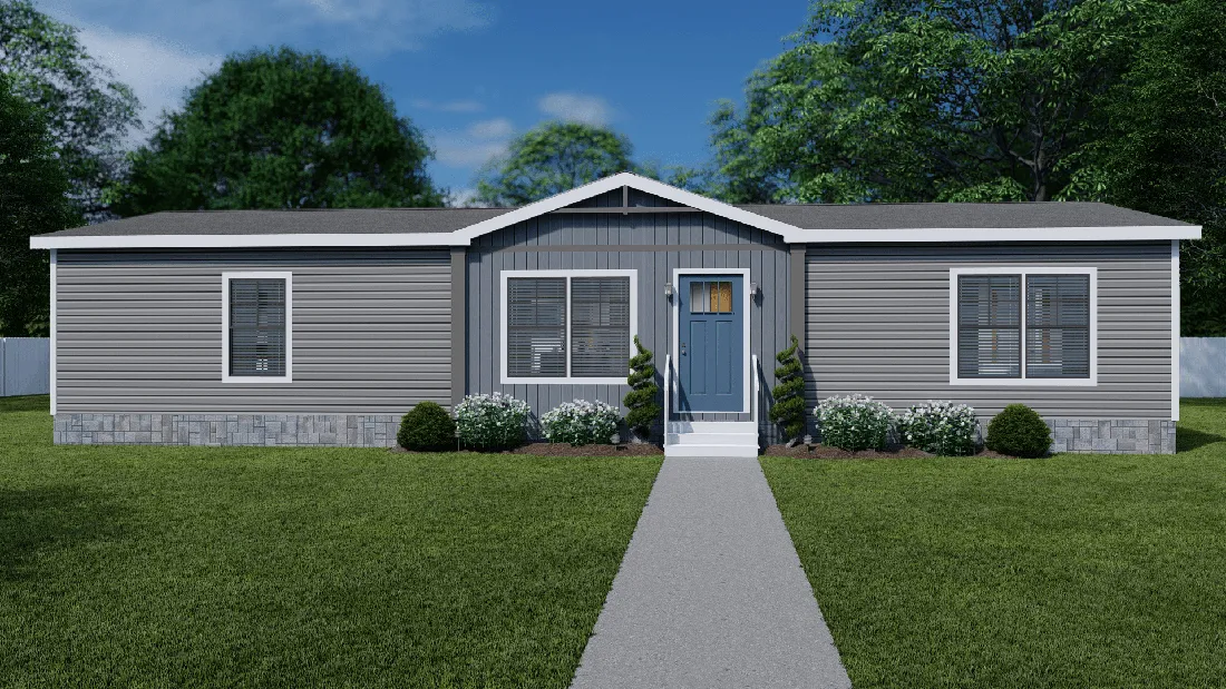 The LIZZIE Exterior. This Manufactured Mobile Home features 3 bedrooms and 2 baths.