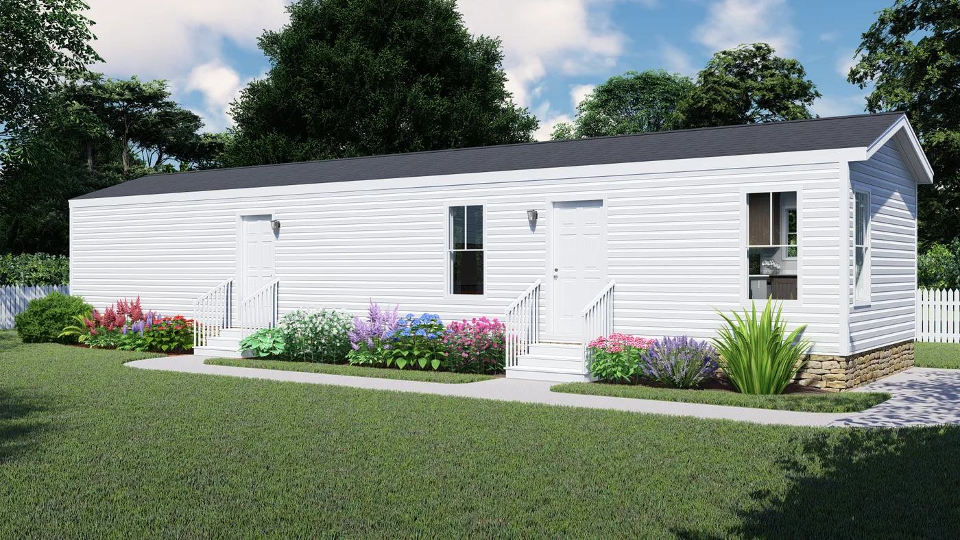 The LIFESTYLE 210 Exterior. This Manufactured Mobile Home features 2 bedrooms and 1 bath.
