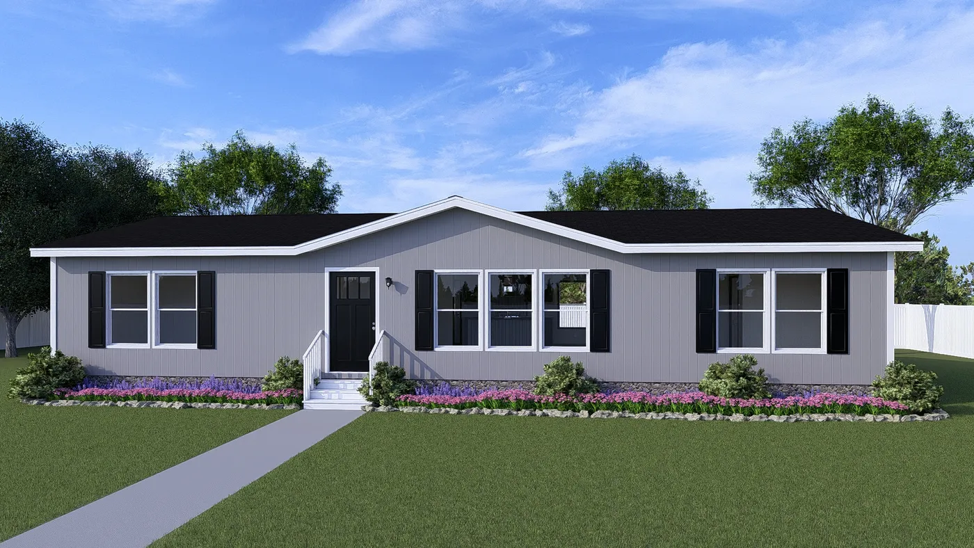 The DISCOVER Exterior in Flint. This Manufactured Mobile Home features 3 bedrooms and 2 baths.