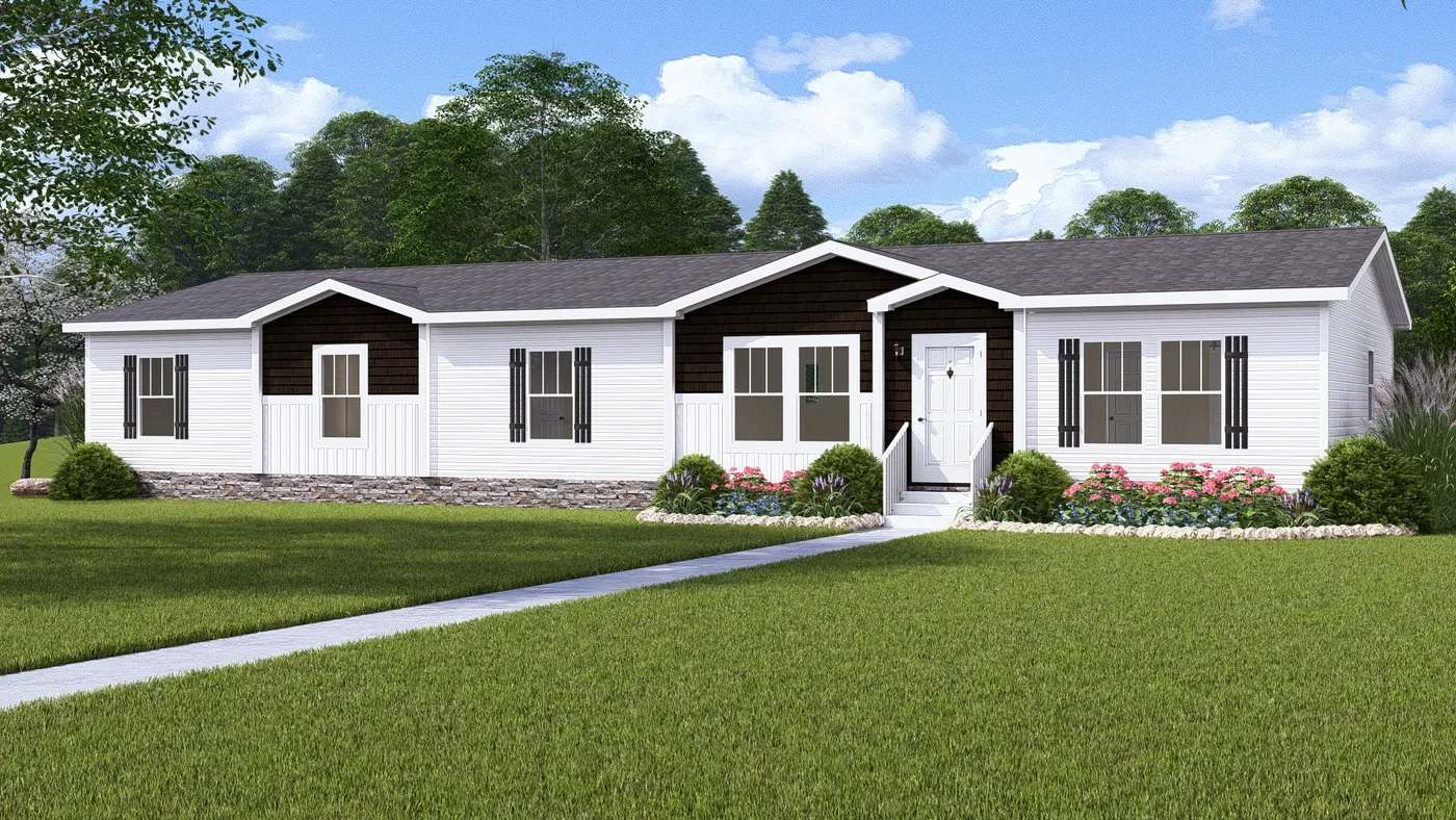 The BOUJEE LUX Exterior. This Manufactured Mobile Home features 4 bedrooms and 3 baths.