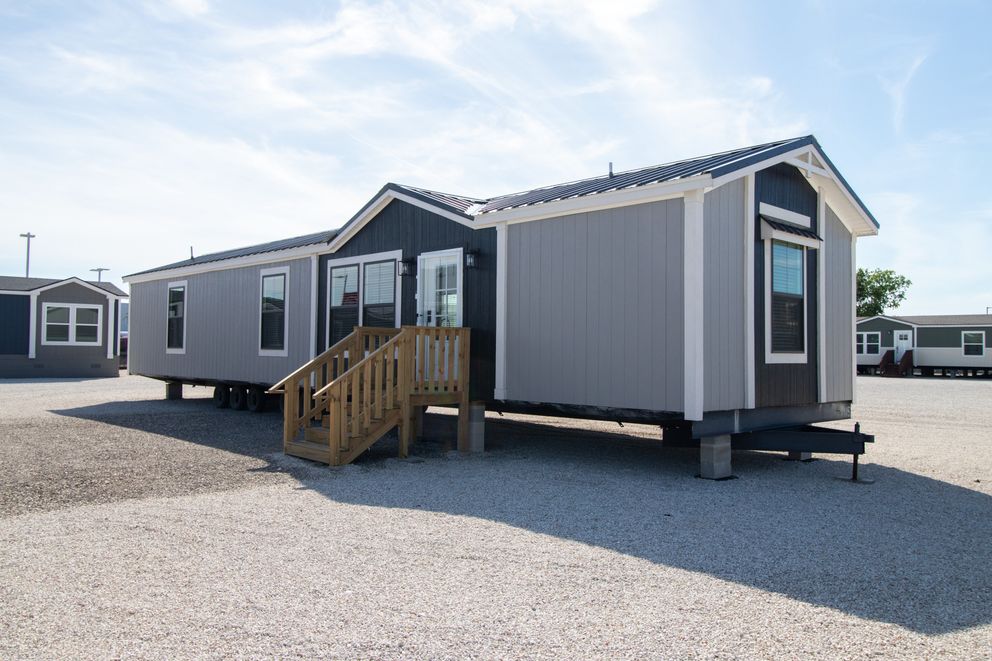 The LEVI Exterior. This Manufactured Mobile Home features 2 bedrooms and 2 baths.