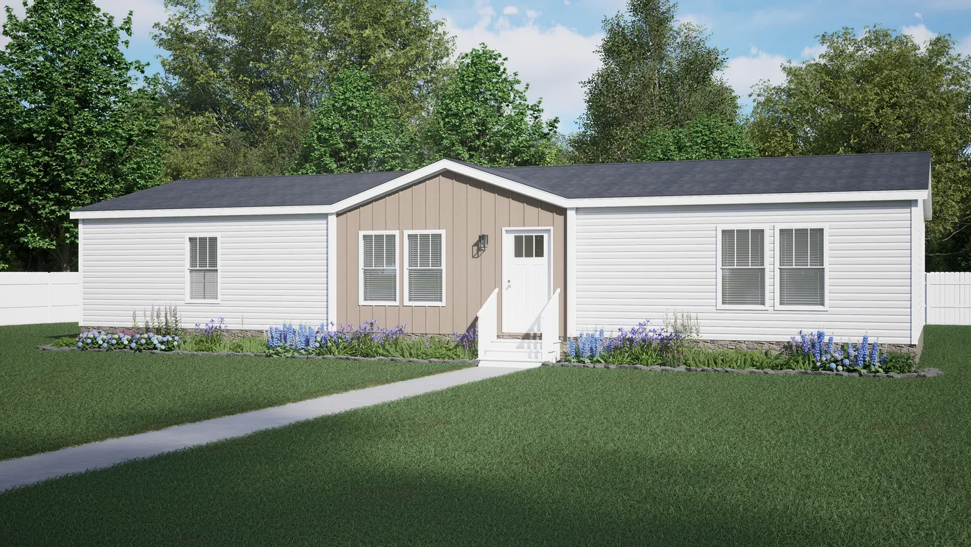 The 3030 "TANGLEWOOD" 6028 Exterior. This Manufactured Mobile Home features 3 bedrooms and 2 baths.