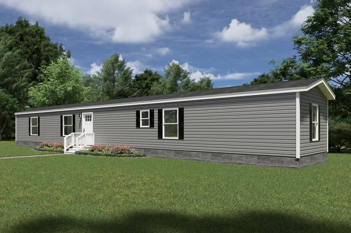 The VOYAGE Exterior. This Manufactured Mobile Home features 3 bedrooms and 2 baths.
