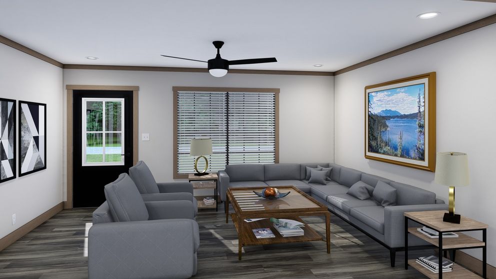 The THE ANGELINA Exterior. This Manufactured Mobile Home features 4 bedrooms and 2 baths.