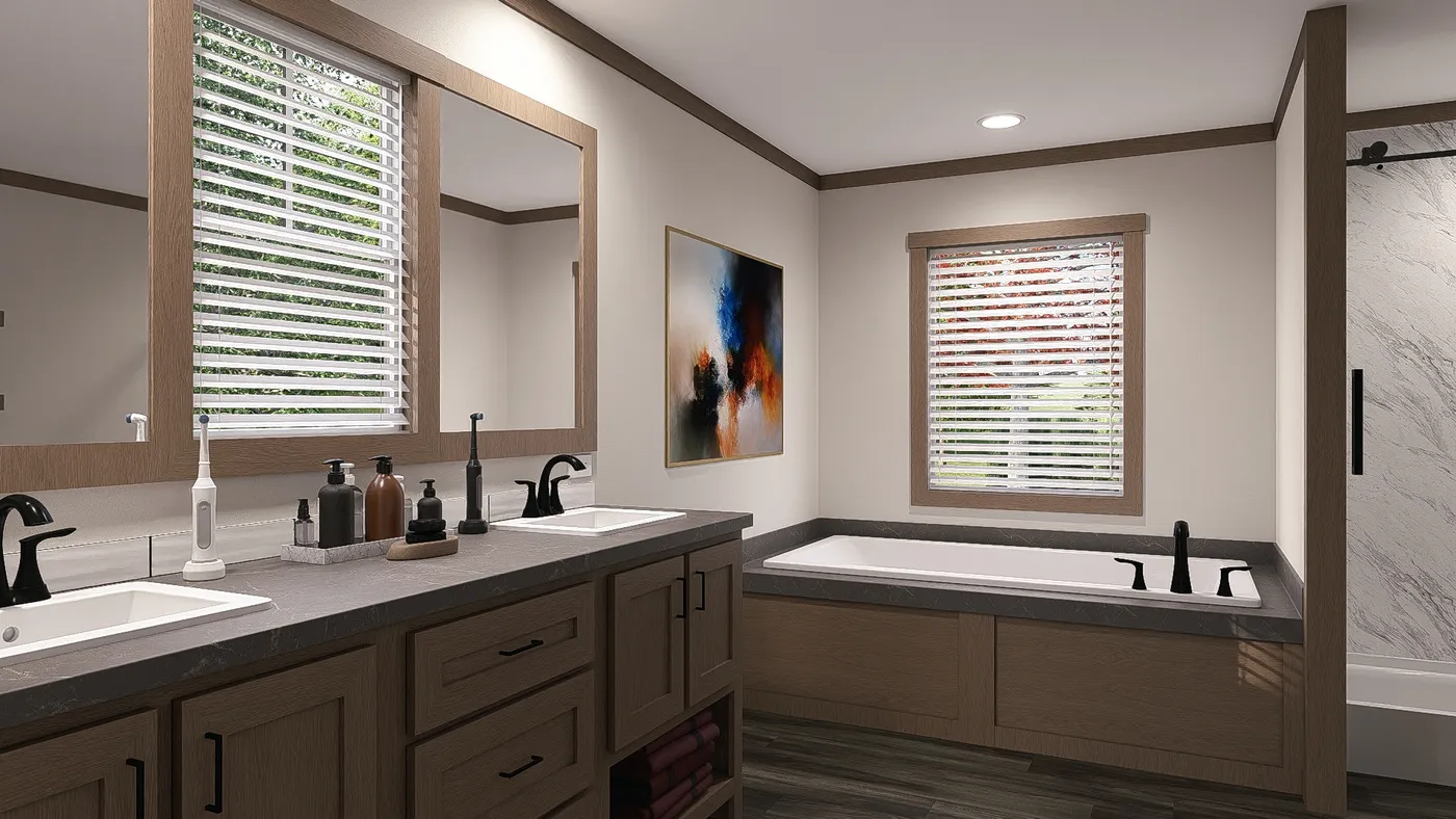 The FARM 4 FLEX ELITE Exterior. This Manufactured Mobile Home features 4 bedrooms and 3 baths.