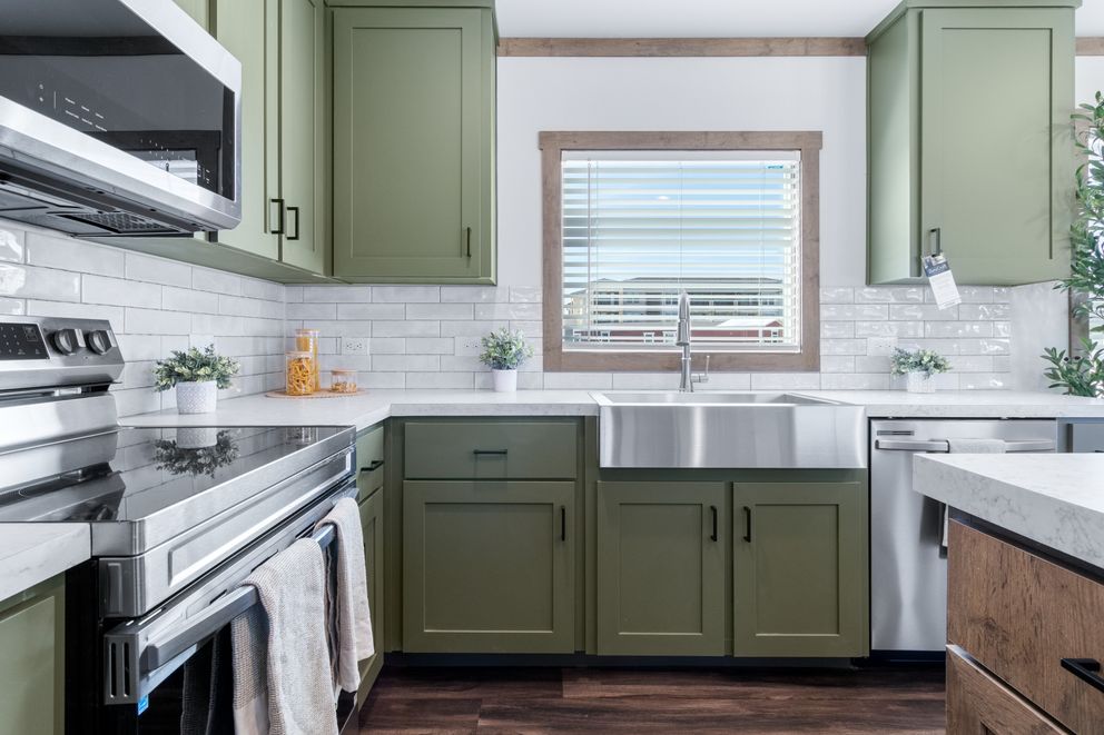The LEVI Exterior. This Manufactured Mobile Home features 2 bedrooms and 2 baths.