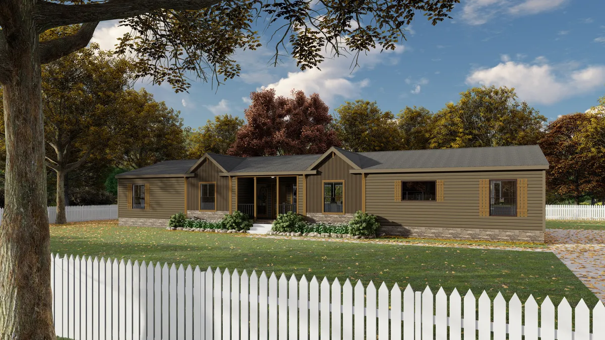 The THE BRYANT Exterior. This Manufactured Mobile Home features 4 bedrooms and 2 baths.