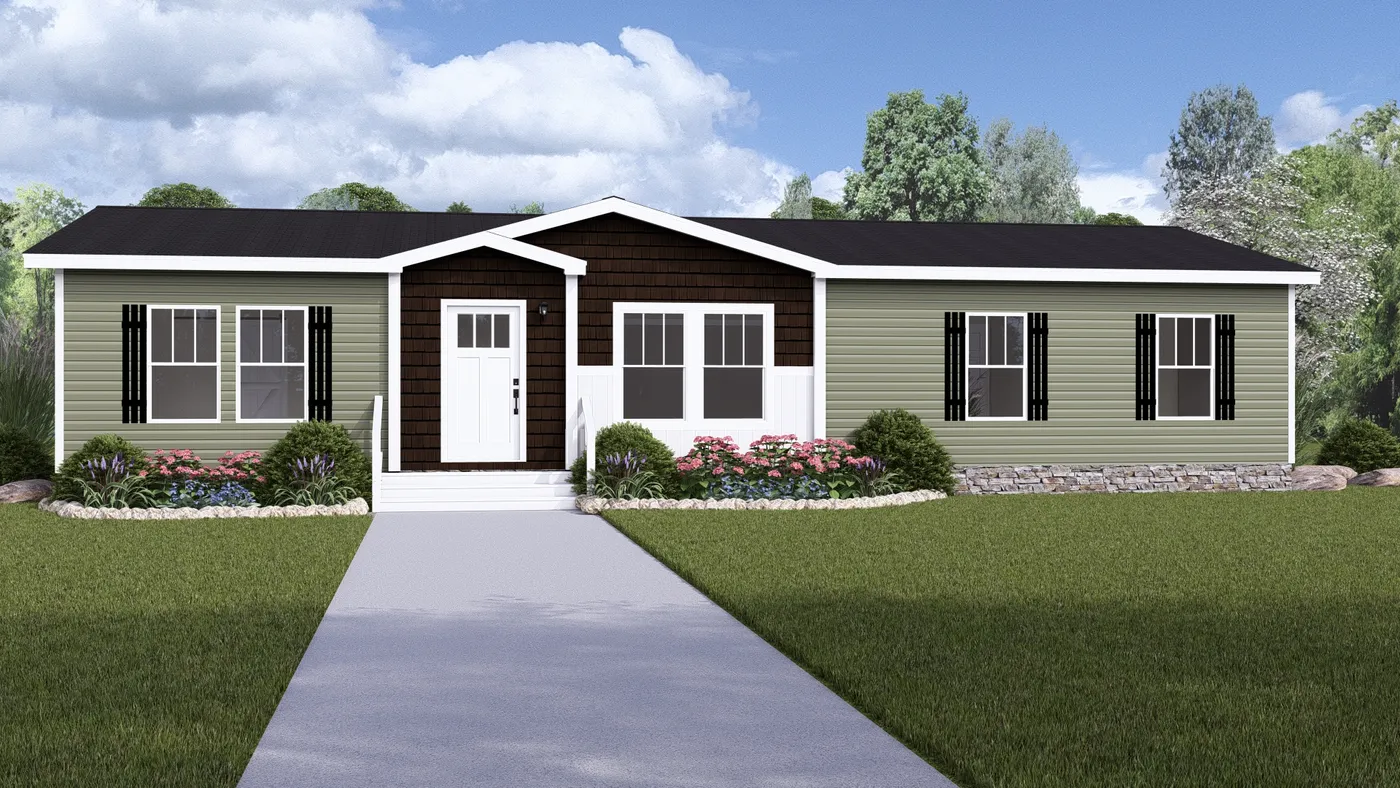The BOUJEE 56 Exterior. This Manufactured Mobile Home features 3 bedrooms and 2 baths.