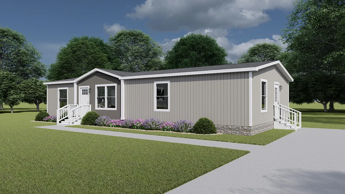 The 2856 LET IT BE Exterior. This Manufactured Mobile Home features 3 bedrooms and 2 baths.